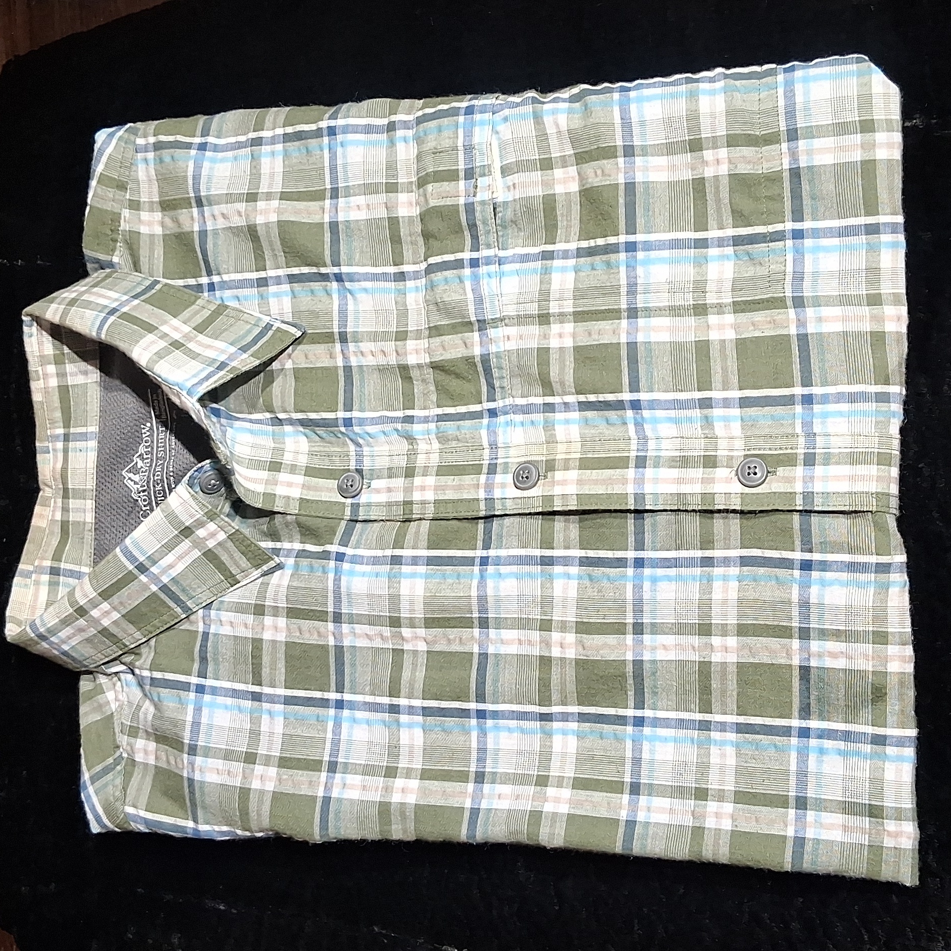 Croft & Barrow Quick Dry Short Sleeved Vented Plaid Shirt